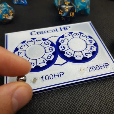 DnD - Bàn theo dõi HP & Phép thuật bằng Nam châm D6