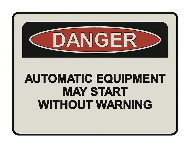 BIỂN BÁO - NGUY HIỂM thiết bị có thể khởi động mà không báo trước - Image 1