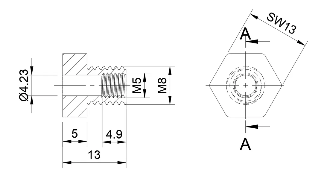 Adapter Nối Pneumatic Ren Ngoài M8, Ren Trong M5 - Image 4