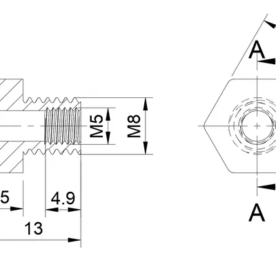 Adapter Nối Pneumatic Ren Ngoài M8, Ren Trong M5