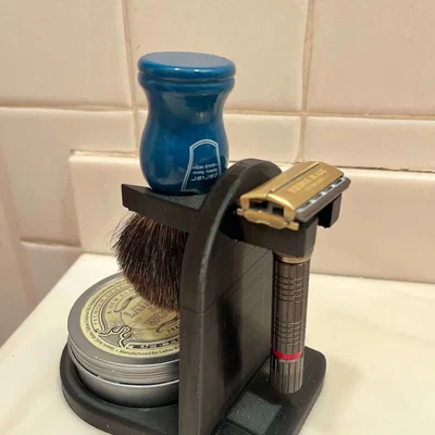 Giá đỡ dao cạo râu, cọ cạo râu và xà phòng DE