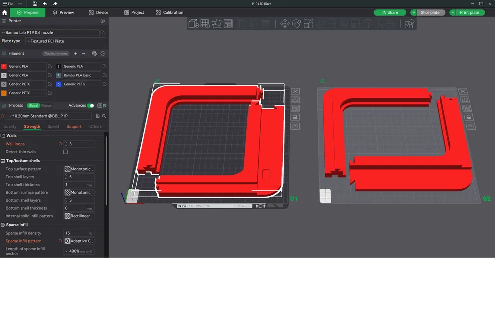 Giá đỡ đèn LED cực đơn giản cho Bambu P1P - Image 8