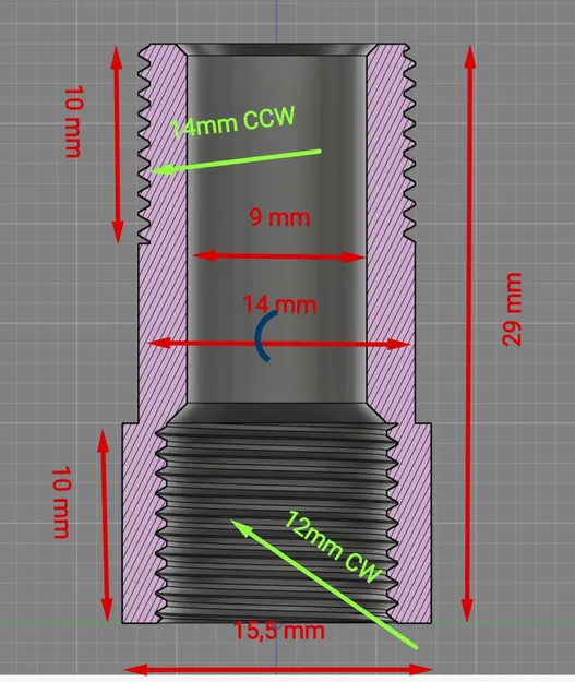 Bộ Chuyển Đổi Airsoft 12mm CW sang 14mm CCW - Image 1