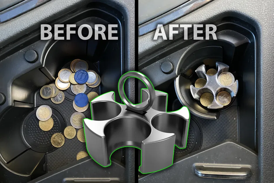 Khay Đựng Tiền Xu Euro Cho Xe Hơi (¢10, ¢20, ¢50, €1, €2) - Image 1