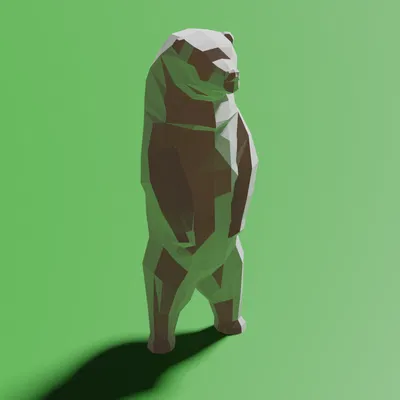 Gấu Low Poly Đứng