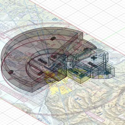 Bản Đồ Khu Vực Sân Bay PANC 3D (Tỷ Lệ Chia Đoạn)