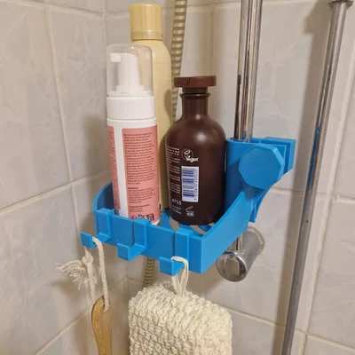 Kệ Phòng Tắm Lớn Có Móc Điều Chỉnh, Gắn 19-25mm, Không Cần Support
