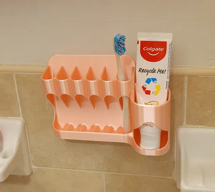 Kệ đựng bàn chải và kem đánh răng, Tháo rời, Dán bằng 3m Command Strip - Image 1