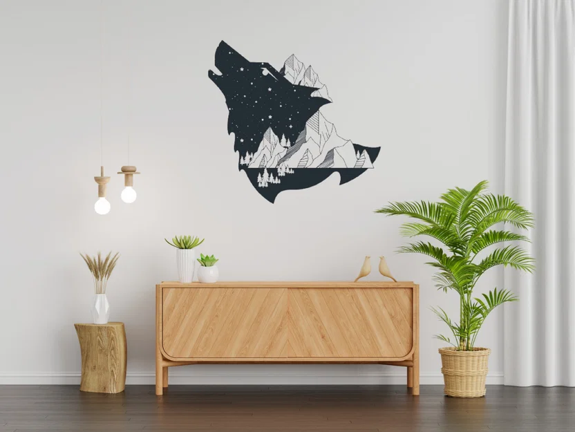 Mẫu Sói Trang Trí Tường 3D - Image 1