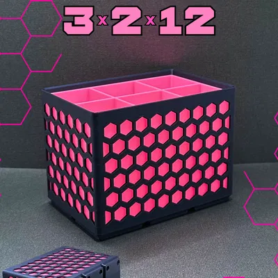 Hộp Gridfinity lục giác 3x2x12