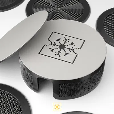 Freezing Pixels - Đế Lót Ly Họa Tiết Lưới - Bộ 12 Cái