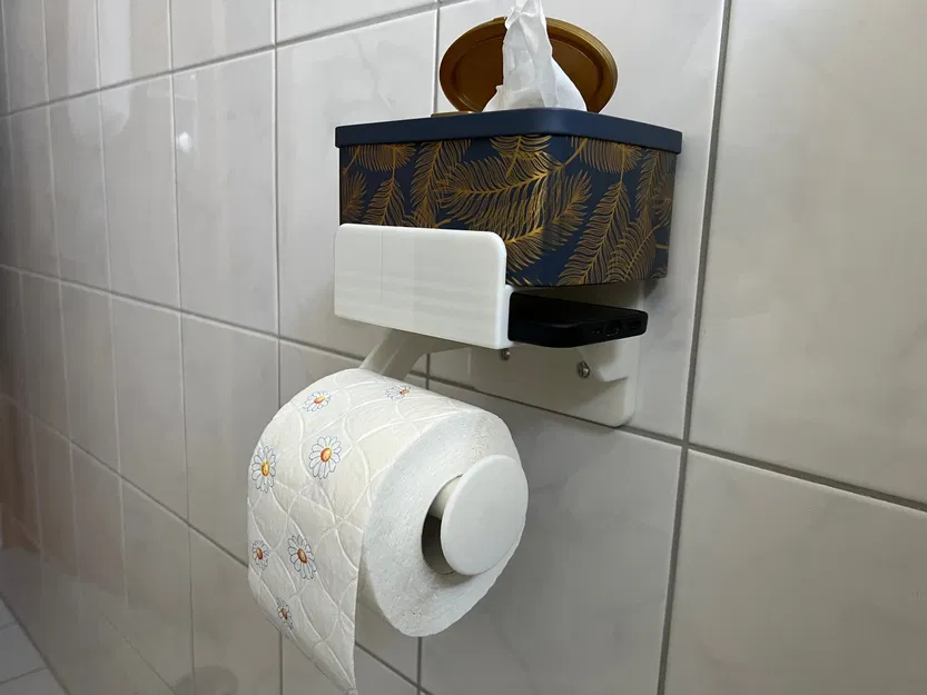 Giá đỡ giấy vệ sinh kèm khay đựng điện thoại và khăn ướt - Image 1