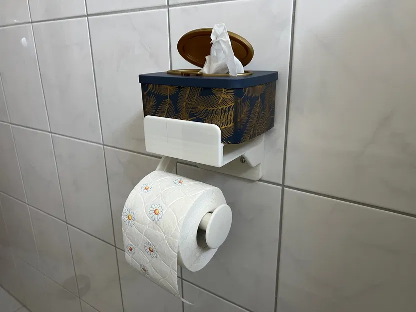 Giá đỡ giấy vệ sinh kèm khay đựng điện thoại và khăn ướt - Image 2