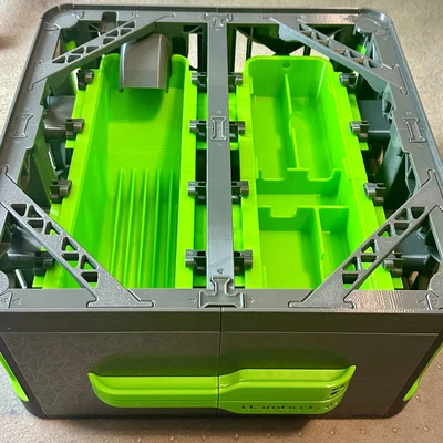 Giá đỡ Bambu Lab X1 / P1 / X1C có ngăn kéo, chỗ giữ khay in, và ngăn đựng rác