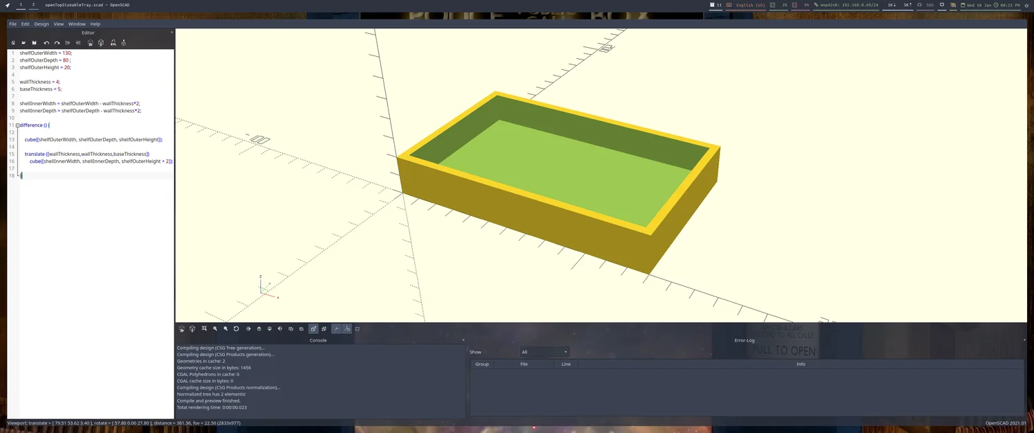 Khay Tắm Chỉnh Được Bằng OpenSCAD - Image 1