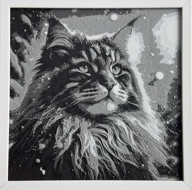 Tranh vẽ sợi PLA Mèo Maine Coon ngắm sao - Image 1