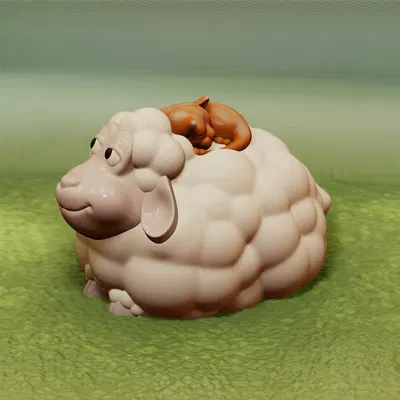 Một con cừu và một con mèo