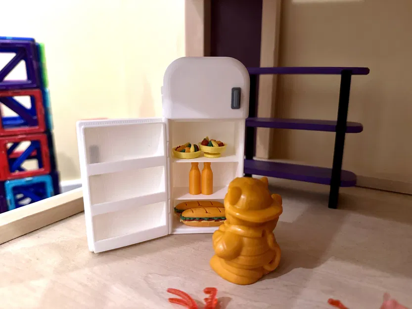 Đồ ăn nhà búp bê: Bánh mì, Trái cây, Pizza, Phô mai, Chai lọ (Tô màu sẵn cho Bambu MMU) - Image 2