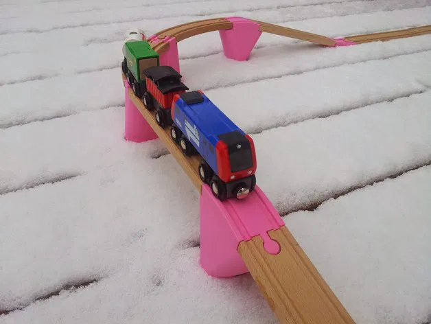 Cầu/Đường trên cao xe lửa đồ chơi bằng gỗ (dùng được với Brio, Ikea, Eichhorn, Bigjigs, Imaginarium...) - Image 2