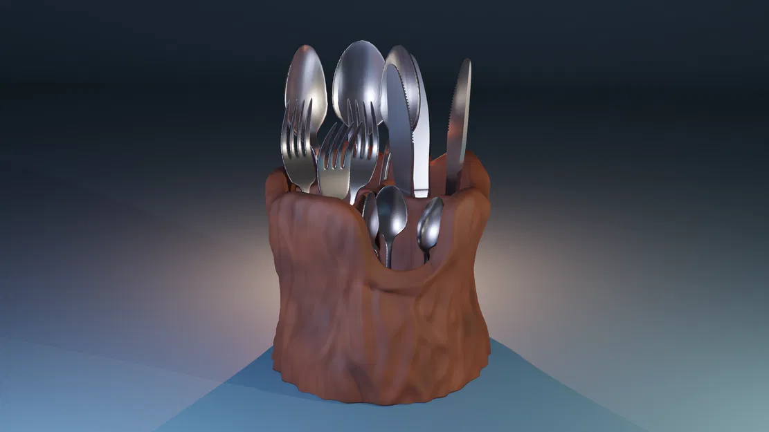 Chân Đế Để Dao Kéo Hình Khúc Gỗ Tự Nhiên - Image 1