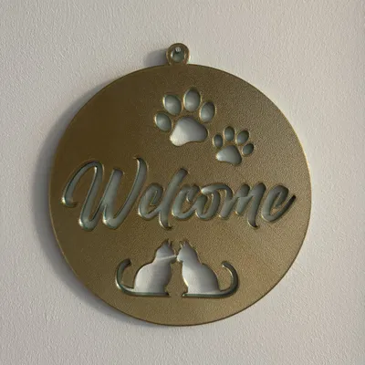 Biển Chào Mừng Mèo và Dấu Chân Mèo