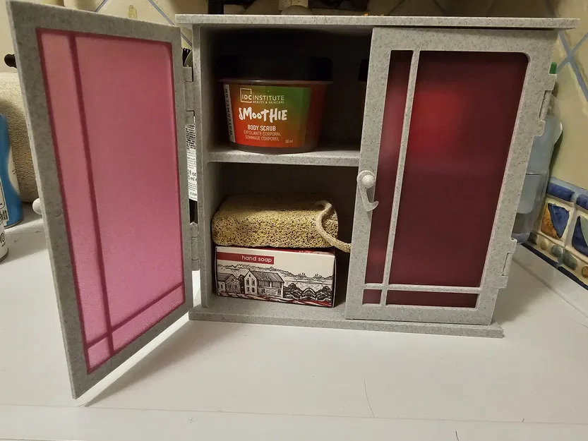 Tủ phòng tắm nhỏ có kệ và cửa kính mờ - Image 2