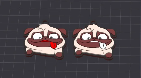 Móc khóa/mặt dây chuyền chú chó Pug Doug nhiều màu 1
