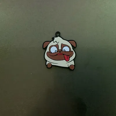 Móc khóa/mặt dây chuyền chú chó Pug Doug nhiều màu