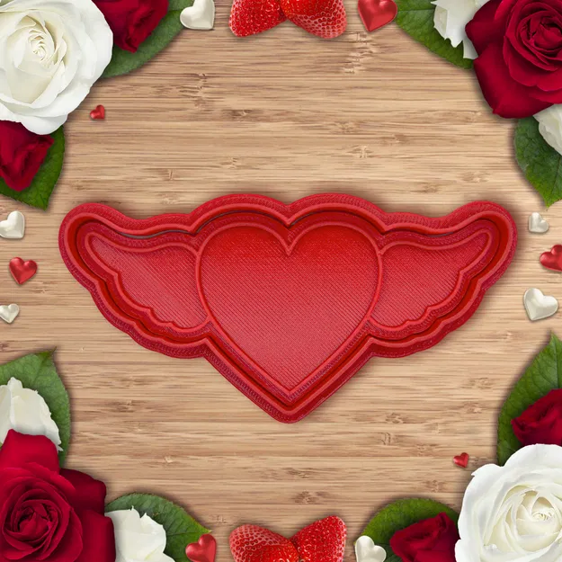 Khuôn/Con Dấu Cắt Bánh Quy Thiên Thần Trái Tim Valentine - Image 1