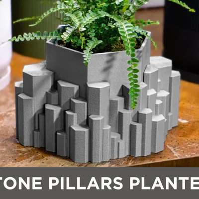 Chậu Trồng Cây Cột Đá, Có Lỗ Thoát Nước và Khay, Thiết Kế Iceland/Bắc Âu