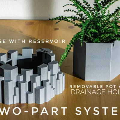 Chậu Trồng Cây Cột Đá, Có Lỗ Thoát Nước và Khay, Thiết Kế Iceland/Bắc Âu