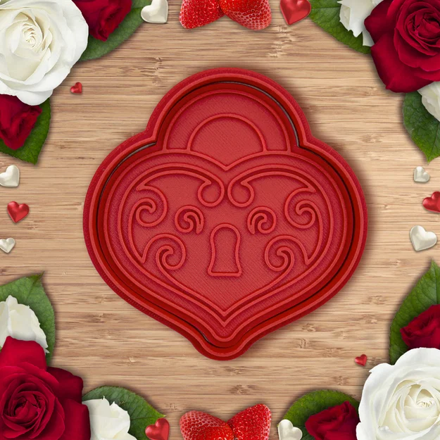 Valentine - Khuôn Cắt Bánh Quy Hình Trái Tim Ổ Khóa - Image 1