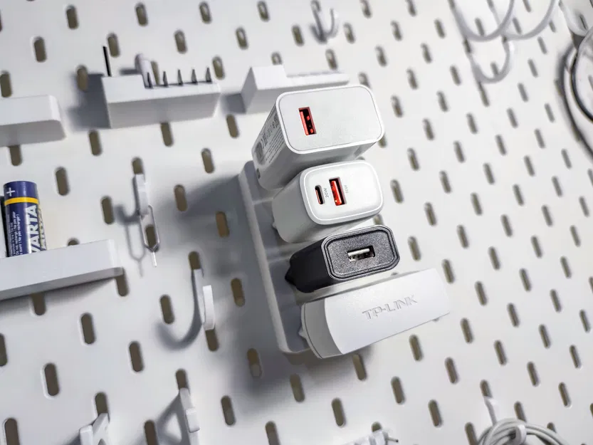 Giá đỡ sạc USB/ổ cắm EU cho IKEA Skadis - Image 1