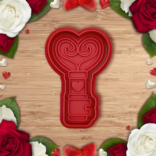 Khuôn Cắt/In Bánh Valentine - Chìa Khóa Trái Tim - Image 1