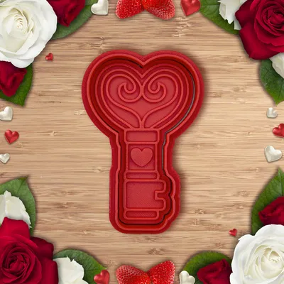 Khuôn Cắt/In Bánh Valentine - Chìa Khóa Trái Tim