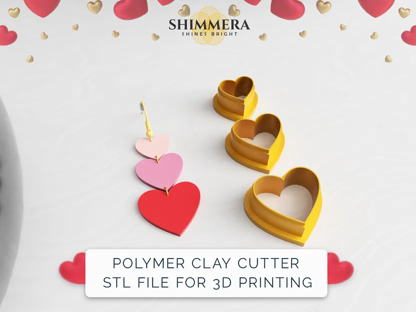 Khuôn Cắt Đất Sét Hình Ba Trái Tim Nhân Ngày Valentine - Image 1