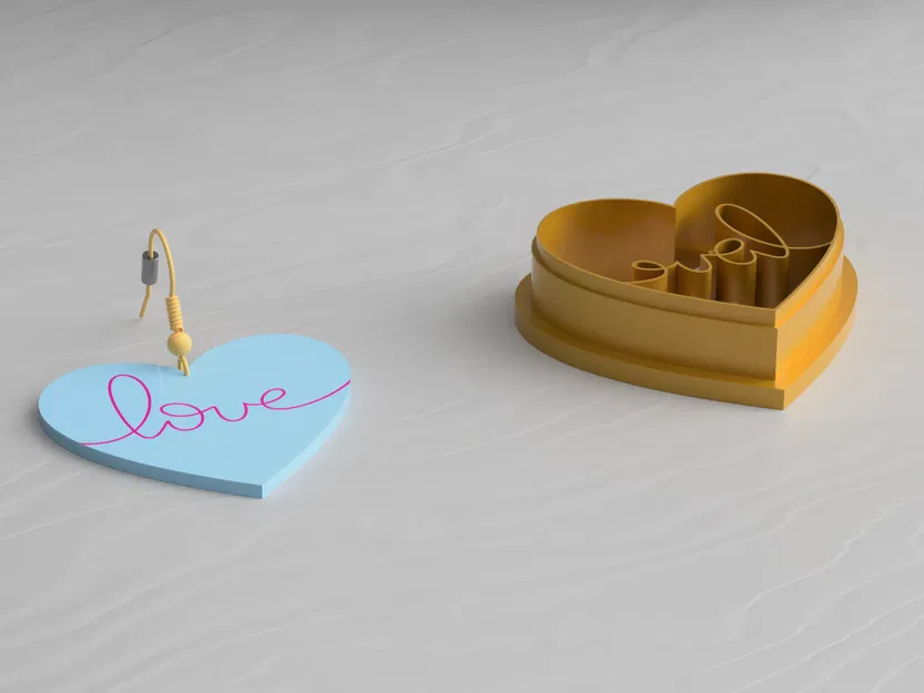 Khuôn Cắt Đất Sét STL Hoa Tai Tình Yêu Valentine - Image 2