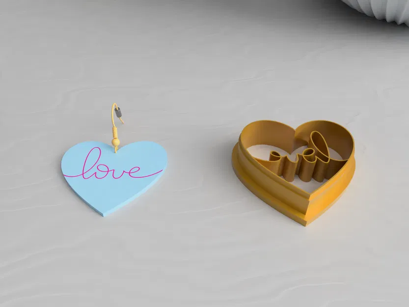 Khuôn Cắt Đất Sét STL Hoa Tai Tình Yêu Valentine - Image 3