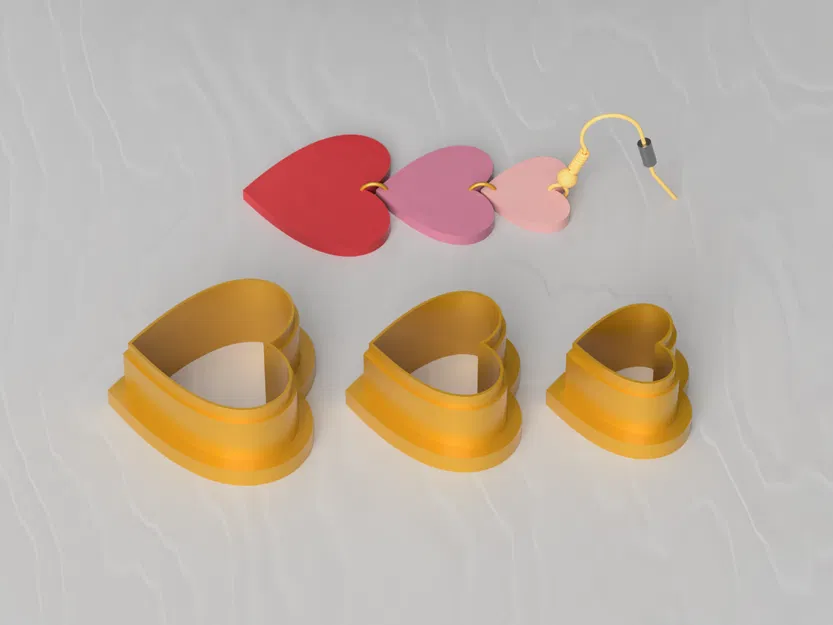 Khuôn Cắt Đất Sét Hình Ba Trái Tim Nhân Ngày Valentine - Image 2