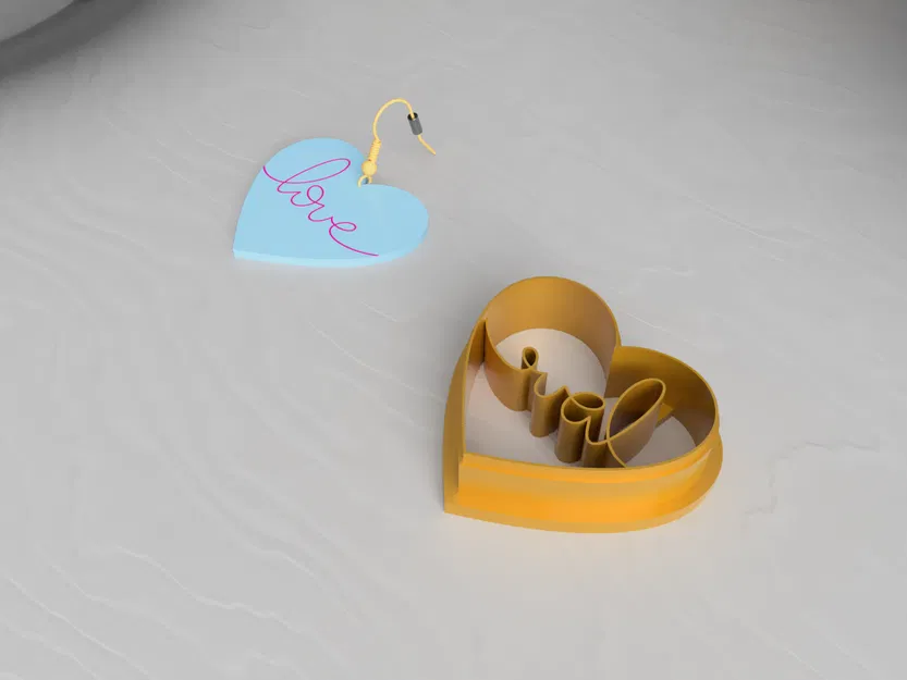Khuôn Cắt Đất Sét STL Hoa Tai Tình Yêu Valentine - Image 4
