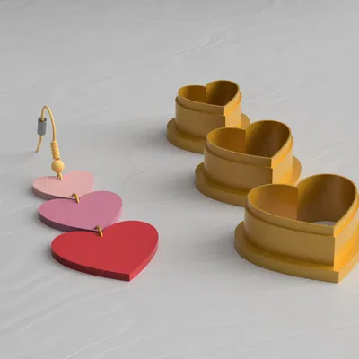 Khuôn Cắt Đất Sét Hình Ba Trái Tim Nhân Ngày Valentine