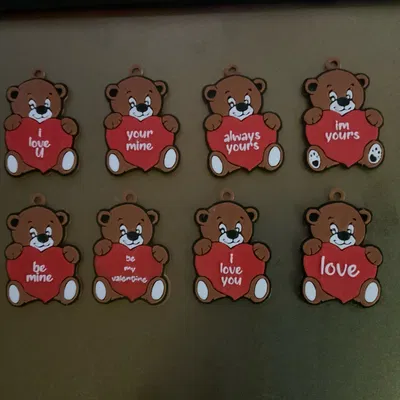 Gấu trái tim có 8 mẫu chữ khác nhau - Móc khóa / Mặt dây chuyền Valentine