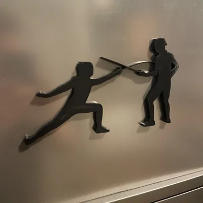 Tranh Trang Trí Tường Kiếm Thuật Art Deco Gắn Tủ Lạnh