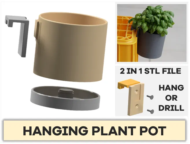 [v2] Chậu Cây Treo - Chậu có Móc Treo và Thoát Nước. Lọ Trồng Rau Thơm Treo Tường có Móc. - Image 1