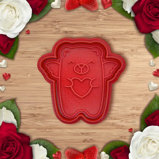 Khuôn/Dập Bánh Quy Gấu Tình Nhân Valentine - Image 1