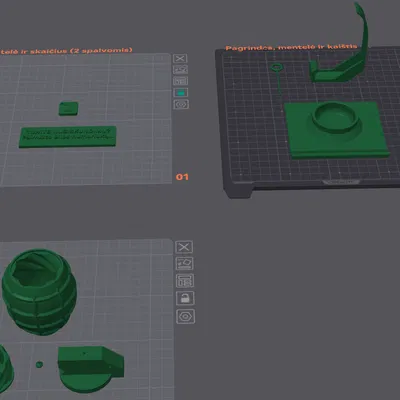 Mô hình Lựu đạn có chân đế và chú thích: "Có khiếu nại - lấy số thứ tự..."
