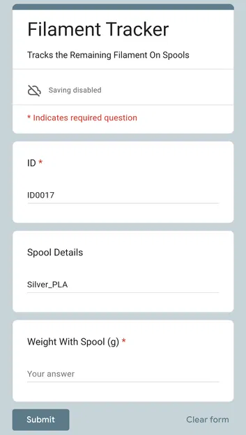 Theo dõi Filament bằng Google Sheets & Mã QR - Image 2