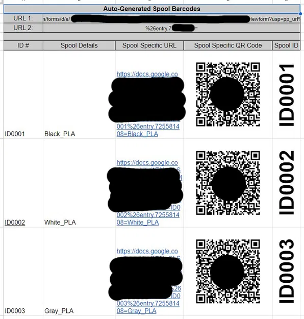 Theo dõi Filament bằng Google Sheets & Mã QR - Image 5
