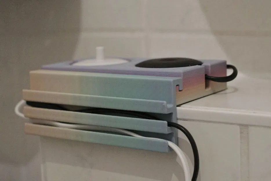 Giá đỡ bàn chải điện Oral-B đôi kiêm bộ tổ chức cáp ép khớp - Image 2