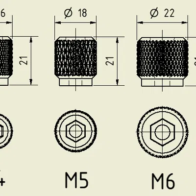 Ốc Vặn/Nút Vặn/Đai Ốc Ren Hoa Văn M3, M4, M5, M6, M8